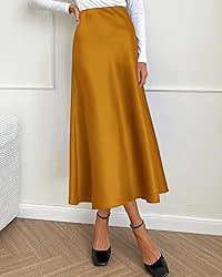 BTFBM Long Satin Skirts for Women Summer Spring