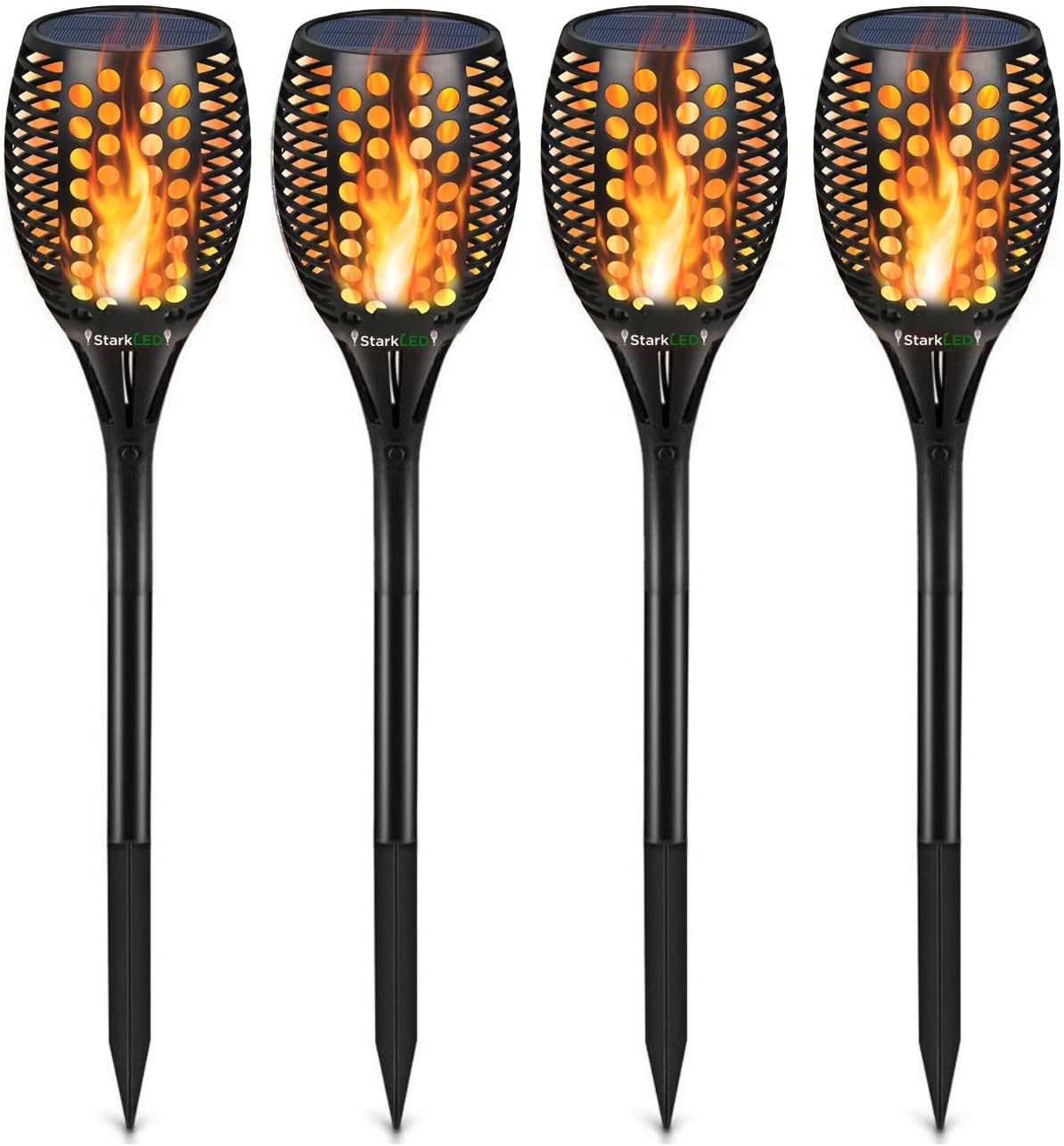StarkLED Solar Torch Lights Upgraded, Waterproof Flickering Flame Torches Dancing Flames Landscape Decoration Lighting Dusk to Dawn Outdoor Security Solar Light for Garden Patio Driveway -- 4 Pack