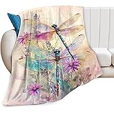 Dragonfly Blanket, Dragonfly Throw Blanket, Floral Animal Fuzzy Plush Blankets Ultra Soft Gift for Women Kids Teens Men Girls Boys Stuff Decor for Home Bedding Sofas Couch 50"X40"