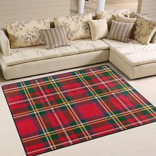 Amazon Com Area Rugs Red Green Tartan Plaid Pattern Indoor