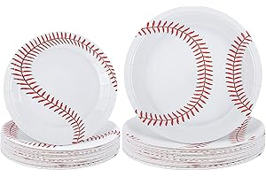 Durony 48 Pack Baseball Plates - 9 Inch & 7 Inch Round Baseball Themed Paper Plates for Game Day & Birthday Parties