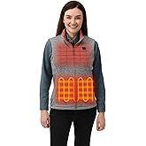 ORORO [Upgraded] Women's Heated Fleece Vest with Heated Collar and Battery, Lightweight Heating Vest Fleece