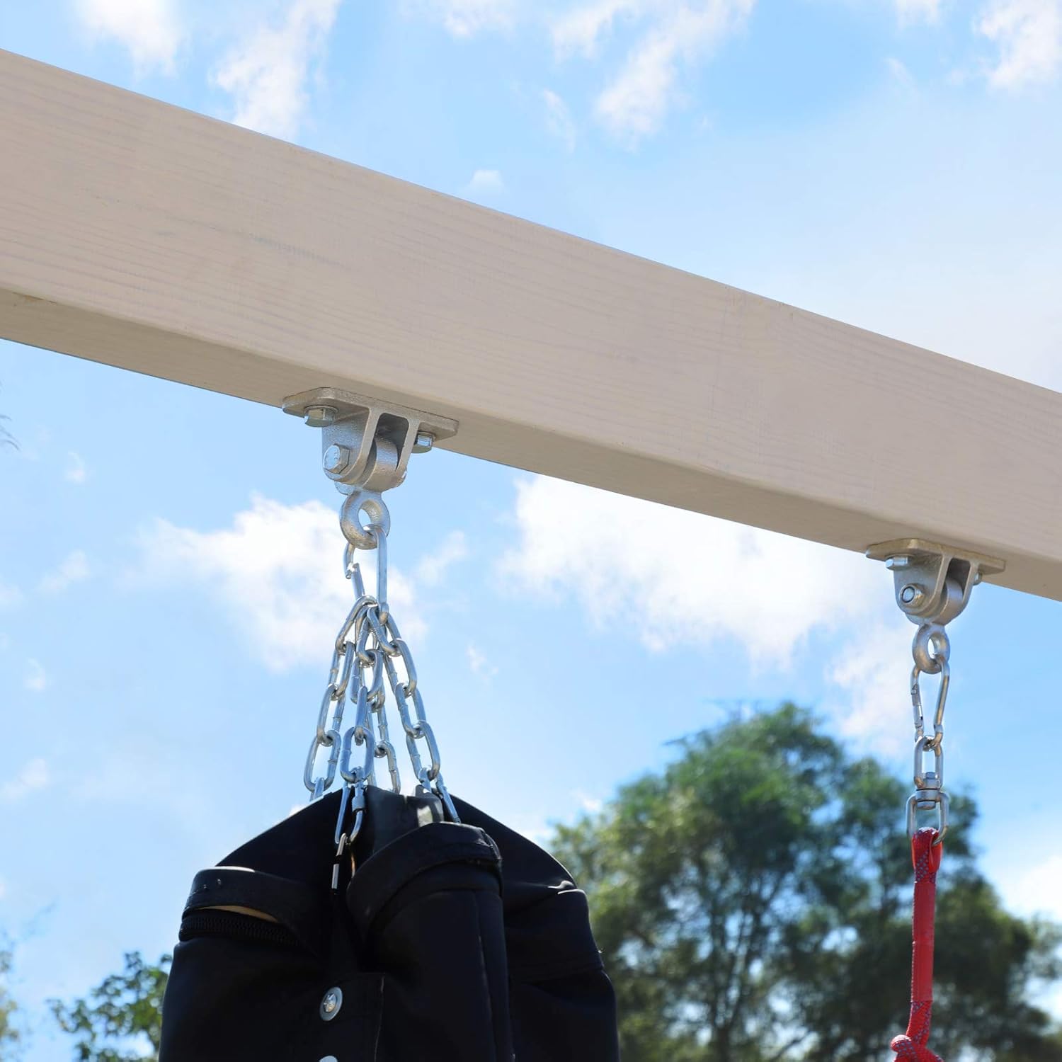 BETOOLL 10000lb Capacity Heavy Duty Swing Hangers for Wooden Sets Playground Porch Indoor Outdoor & Hanging Snap Hooks Silver Set of 2: Sports & Outdoors