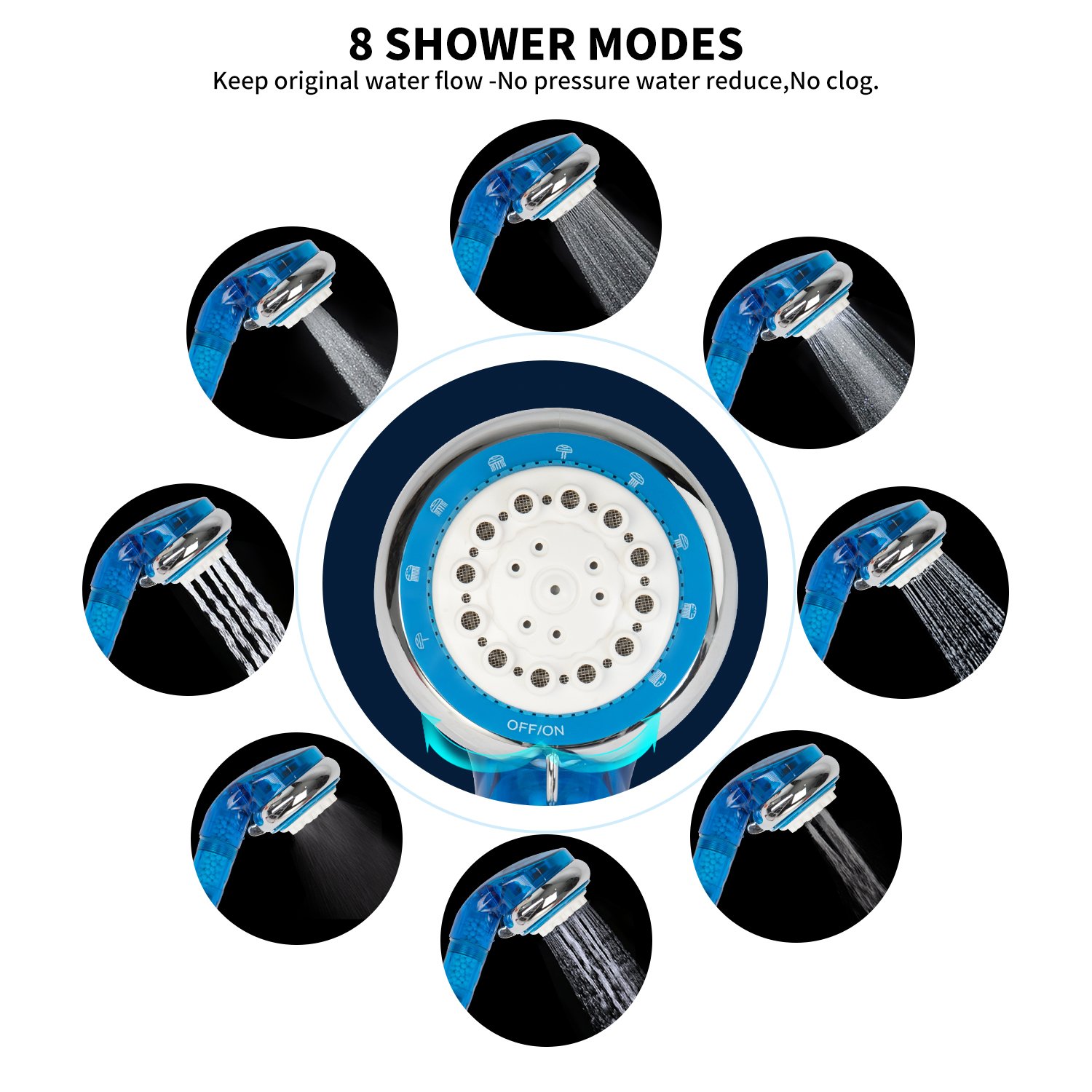 Geekpure HighFlow Universal Handheld 4 Stage Showerhead Filter Remove