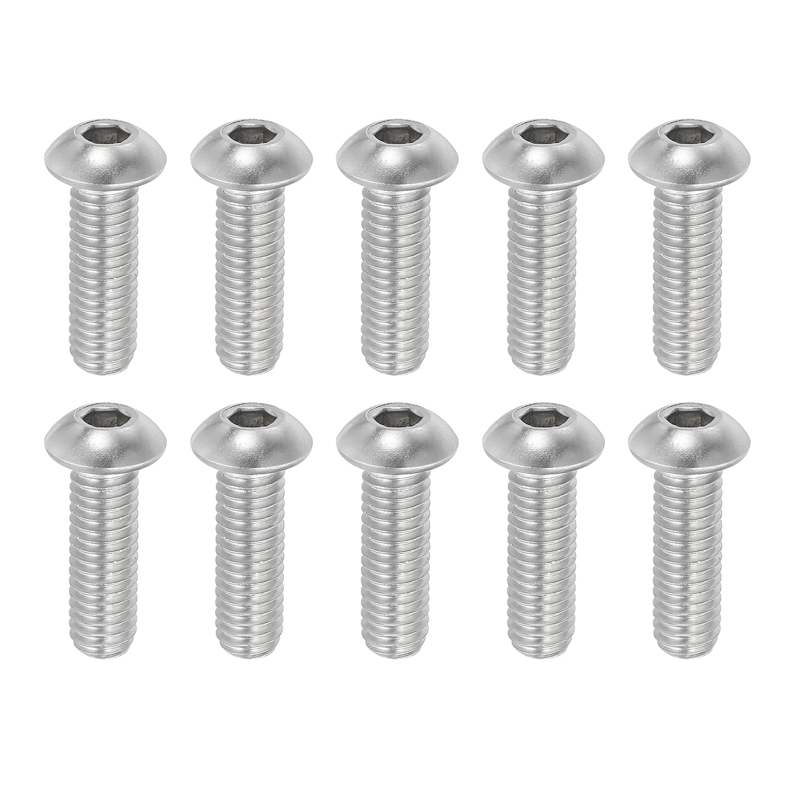 PATIKIL 3/8-16x1-1/4" Button Head Socket Cap Screws, 10 Pcs 304 Stainless Steel 18-8 Socket Cap Screw Bolts Allen Hex Drive Full Thread Fine Thread UNC