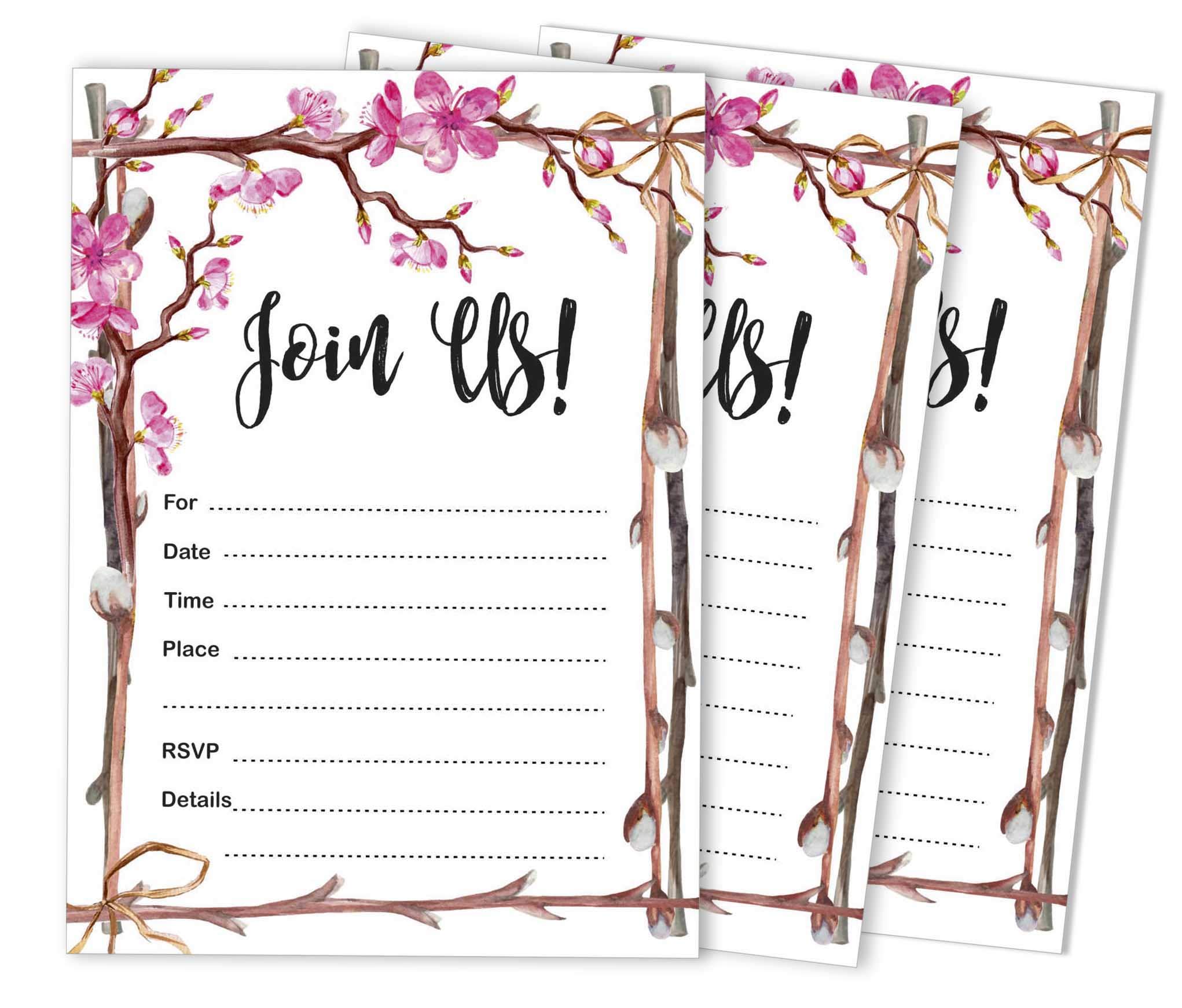 Inkdotpot Pack Of 30, Join Us Invitations With Envelopes, Floral Watercolor Invites for Your Wedding, Bridal Shower, Baby Shower, Engagement Party, Birthday 5 X 7 Inches