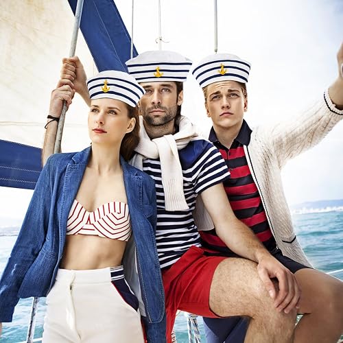 Star55 Kapitäns-Hut – Verstellbar, Marineblau Mit Goldener Stickerei, Für Kostümpartys & Mottos