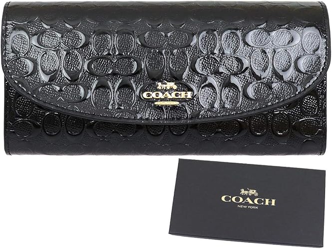 Amazon コーチ Coach 財布 長財布 F ブラック Imblk デボスド シグネチャー パテント レザー スリム 長財布 ボックス付き レディース アウトレット品 ブランド 並行輸入品 Coach コーチ 財布