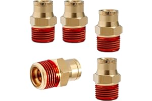 QITUO 3/8 Brass Push to Connect Fittings 3/8" OD x 3/8" NPT Thread Male DOT Approved Air Brake Quick Connect Fittings Air Line Suspension Kit for Truck Trailers and Air System 2Pcs