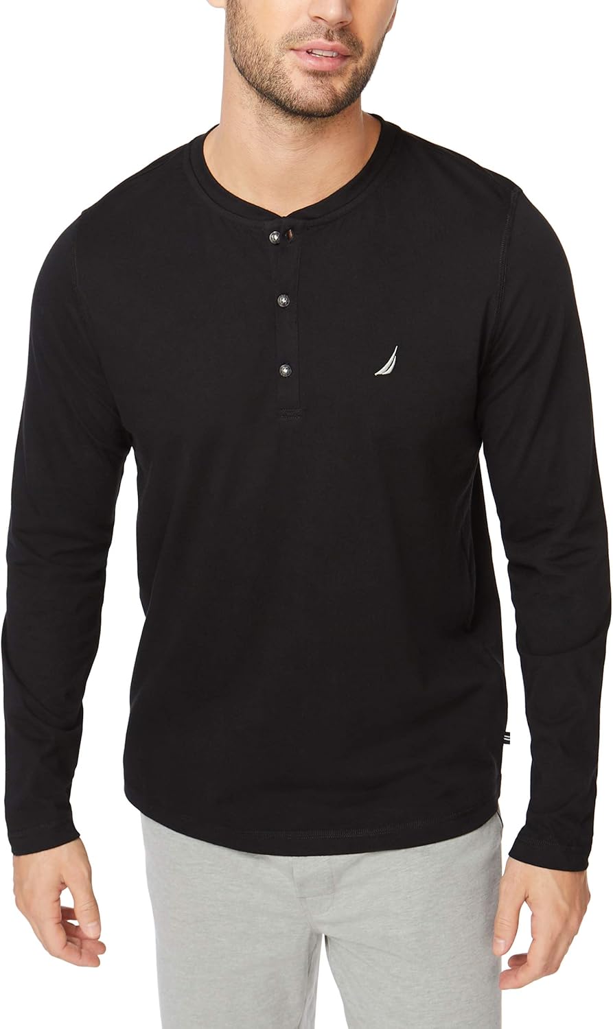 Nautica Men's Long Sleeve Henley Pajama Top at  Men’s Clothing store