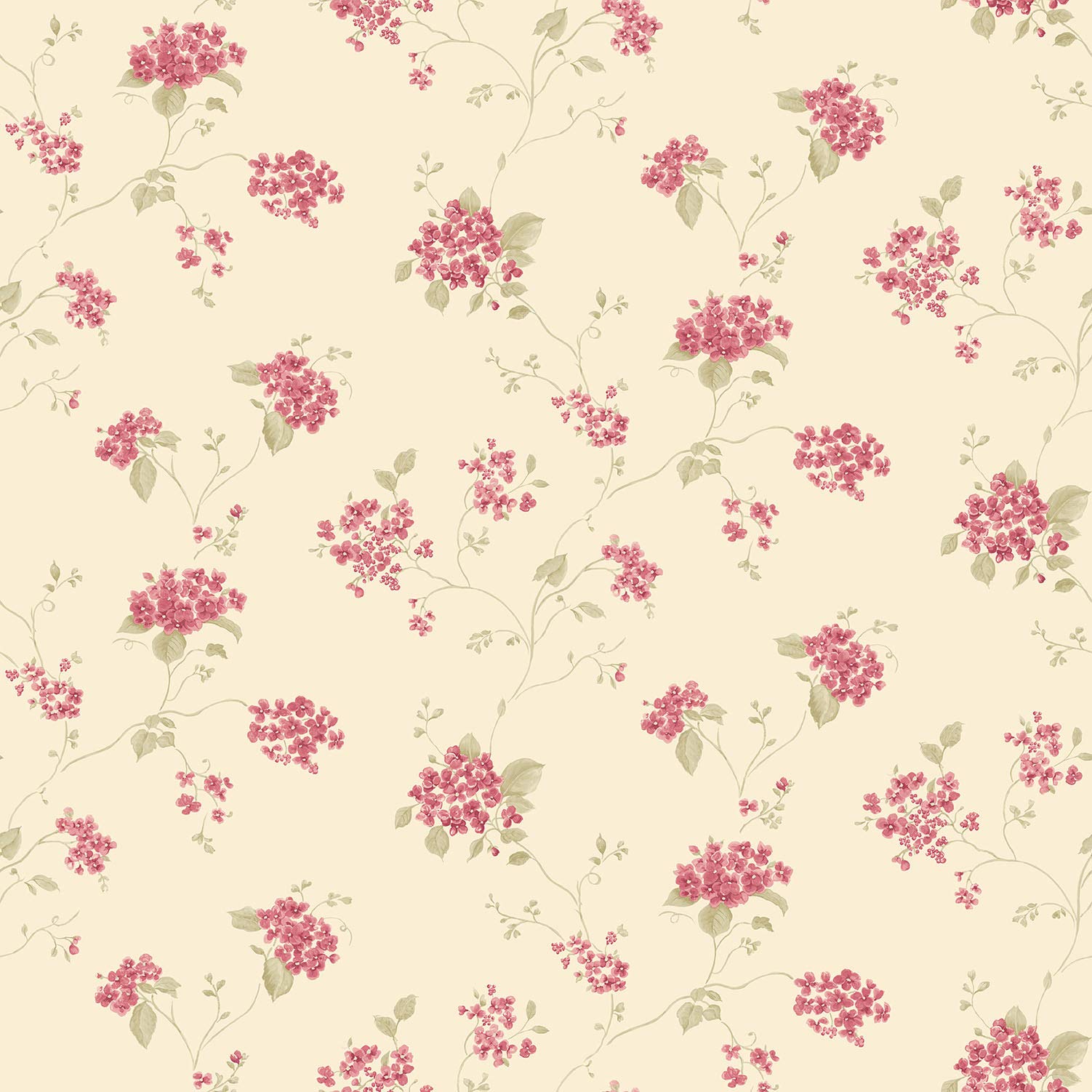 Galerie G67868 Miniatures 2 Hydrangea Trail Design Wallpaper, Dark Pink/Cream, 10m x 53cm