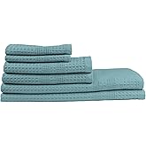 GILDEN TREE Waffle Towel Set Quick Dry Thin | 2 Bath Towels | 2 Hand Towels | 2 Washcloths, Classic Style (Seafoam)