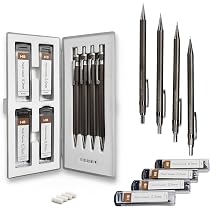【美品】French SpeedLearning 語学学習全巻セット MozArt Mechanical Pencil Set with Case - 4 Sizes: 0.3, 0.5, 0.7