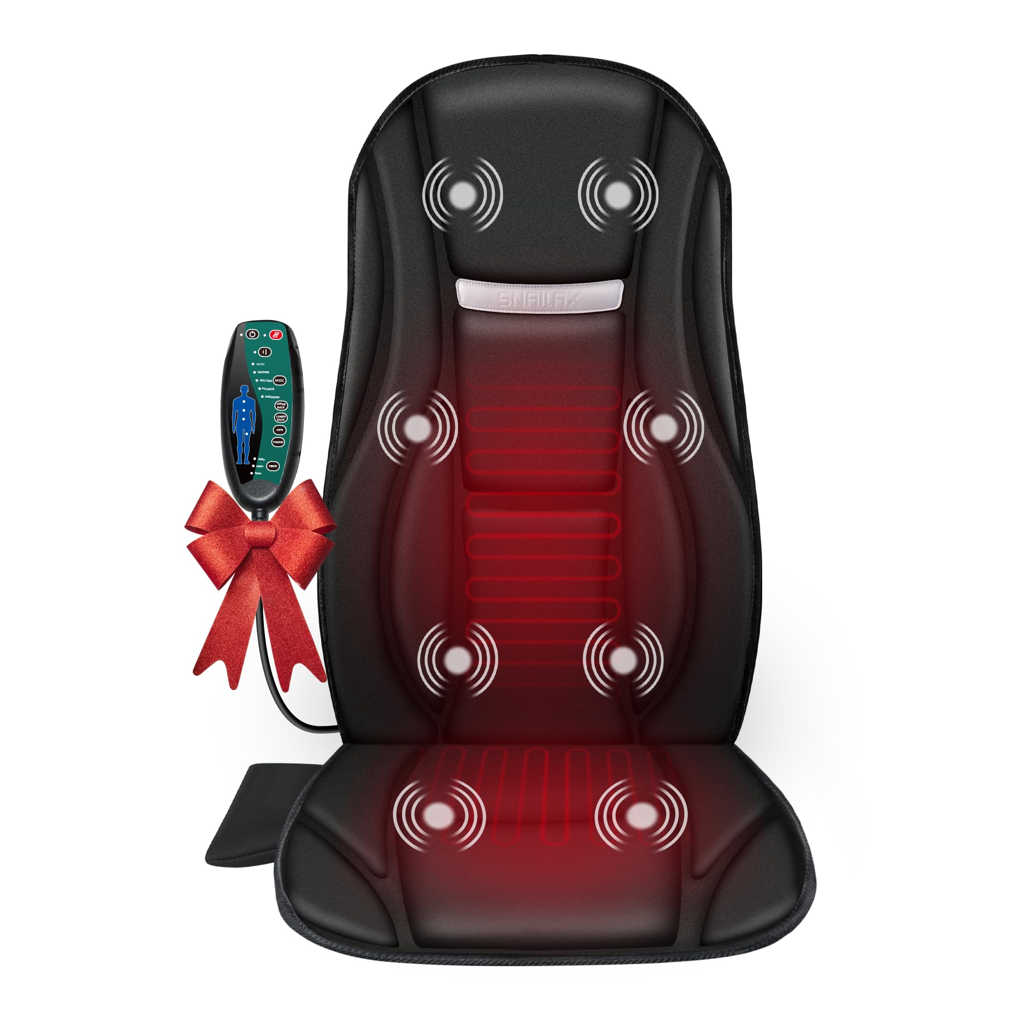 Photo 1 of Snailax Vibration Back Massager with Heat, Seat Massager with 8 Vibrating Motors & 5 Modes, Chair Massager Cushion, Massage Pad for Chair, Office, Gifts for Lover
