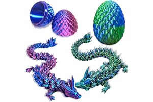 BAOXUE 2PCS 3D Dragon Eggs with Dragon Inside,9Inch 3D Printed Dragons Fidget Toy,3D Printed Animals for Kids Stocking Stuffers Easter Basket