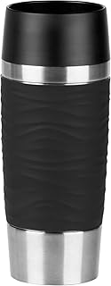 Emsa N2010500 Travel Mug Waves Isolierbecher, Thermobecher, 0,36 L, Schwarz