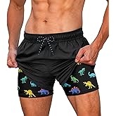 Cozople Mens Swim Trunks Quick Dry Bathing Suit with Compression Liner 5.5" Inseam Anti Chafe Beach Swim Shorts
