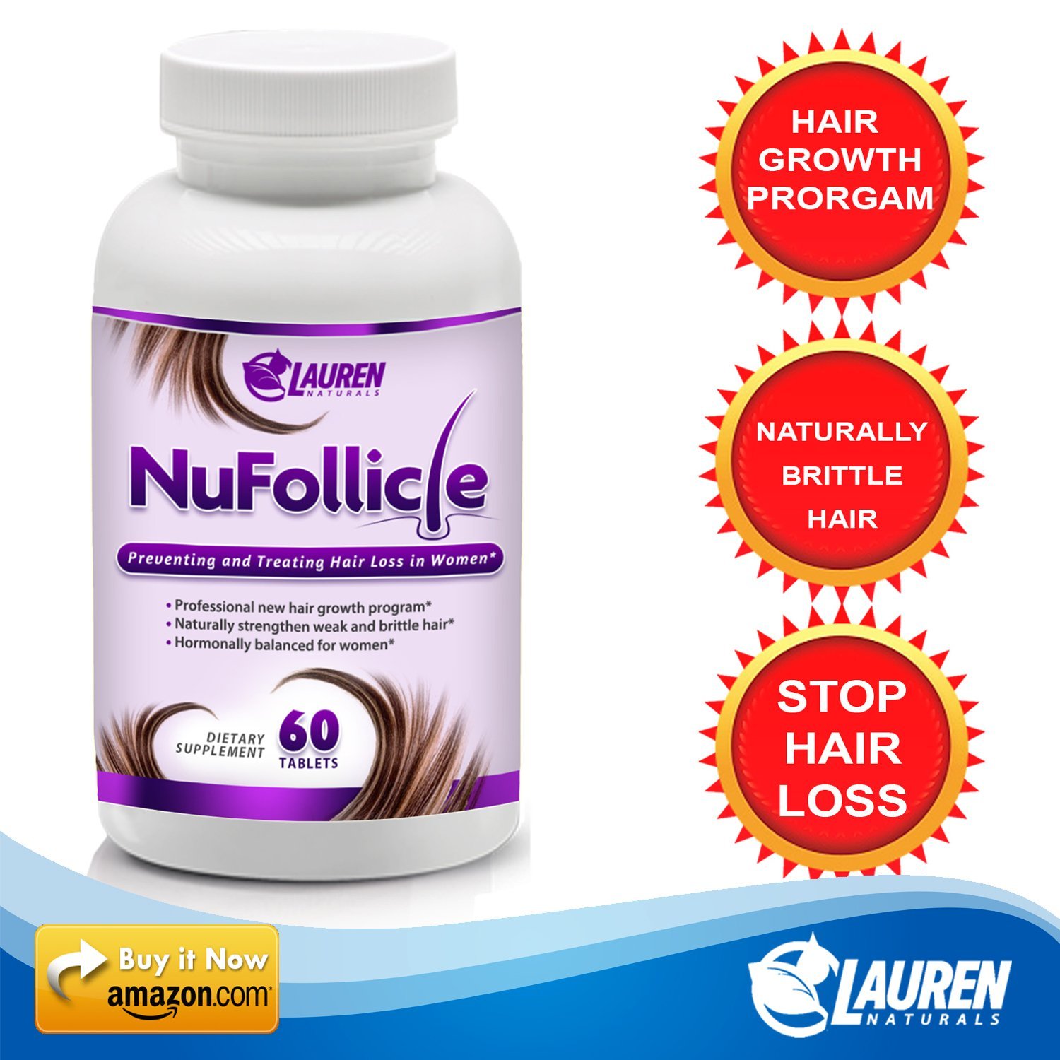 All Natural Hair Growth Supplement Pill for Women and Men Veggie Oral