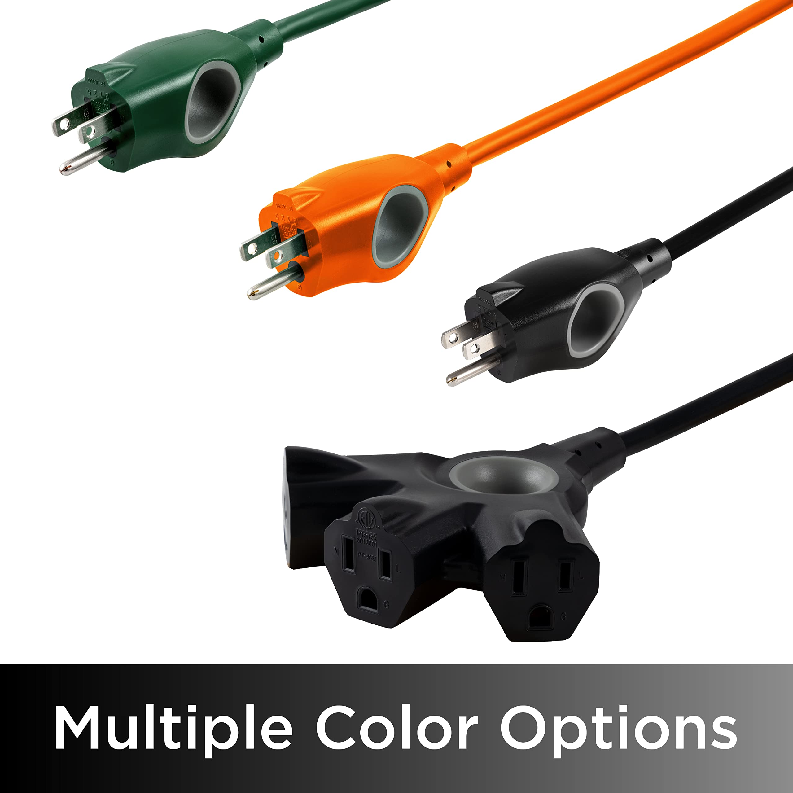 UltraPro Outdoor Extension Cord, 15 Ft, 3-Outlet Extension Cord Outdoor, Heavy Duty 3 Prong Extension Cord, 125 VAC Extension Cord with Multiple Outlets, Long Extension Cord, 1 Pack, Black, 67827