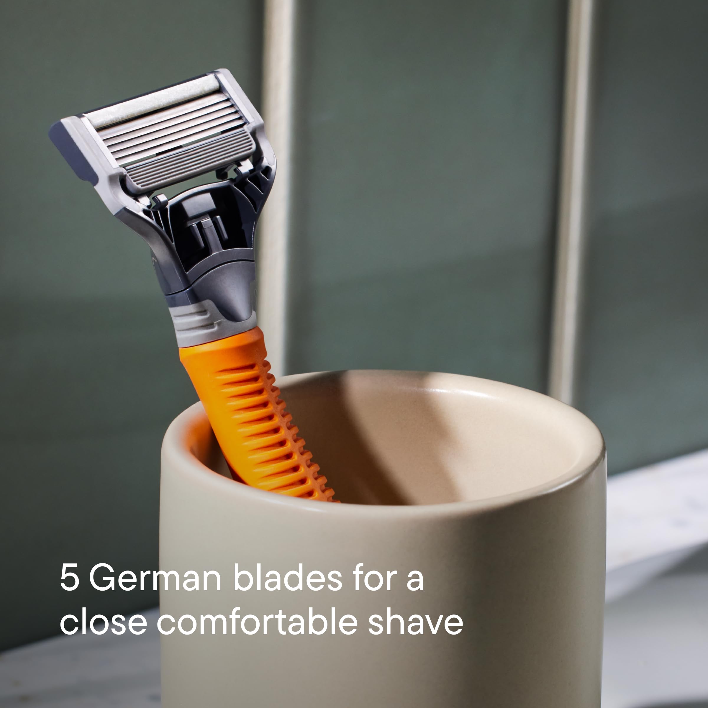 Harry's Shaving Kit for Men - Razor Handle, 3 Razor Blade Refills, Foaming Shave Gel, and Travel Blade Cover - Ember