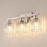 TALOYA 19 Inch Bathroom Light Fixtures,Modern 3-Light Brushed Nickel Vanity Lights with Wide Vertical Ribbed Thickened Glass 