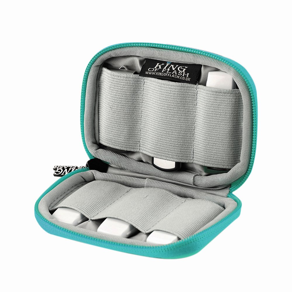 USB Flash Drive Case With Premium Quality Padded Protection For Up To 6 Flash/Key Drives, Flash Drive Case Organizer - King of Flash (Light Blue)