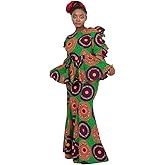 BintaRealWax African Dress for Women 2 Piece Traditional Beautiful Print Ankara Dashiki for Party Work Evening Dress