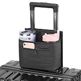 ZHCHG Luggage Travel Cup Holder Attachment for Suitcase Drink Carrier Caddy, Coffee Mug and Tumblers, Traveler Carry on Hands Free Accessory- Gifts for Flight Attendants Travelers Accessories- Black