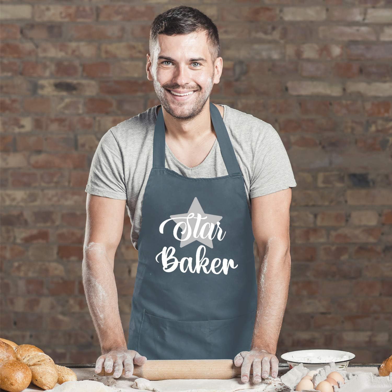 Saukore Star Baker Apron for Women and Men Funny Baking Gifts for Bakers Kitchen Cooking Apron with 2 Pockets - Image 5