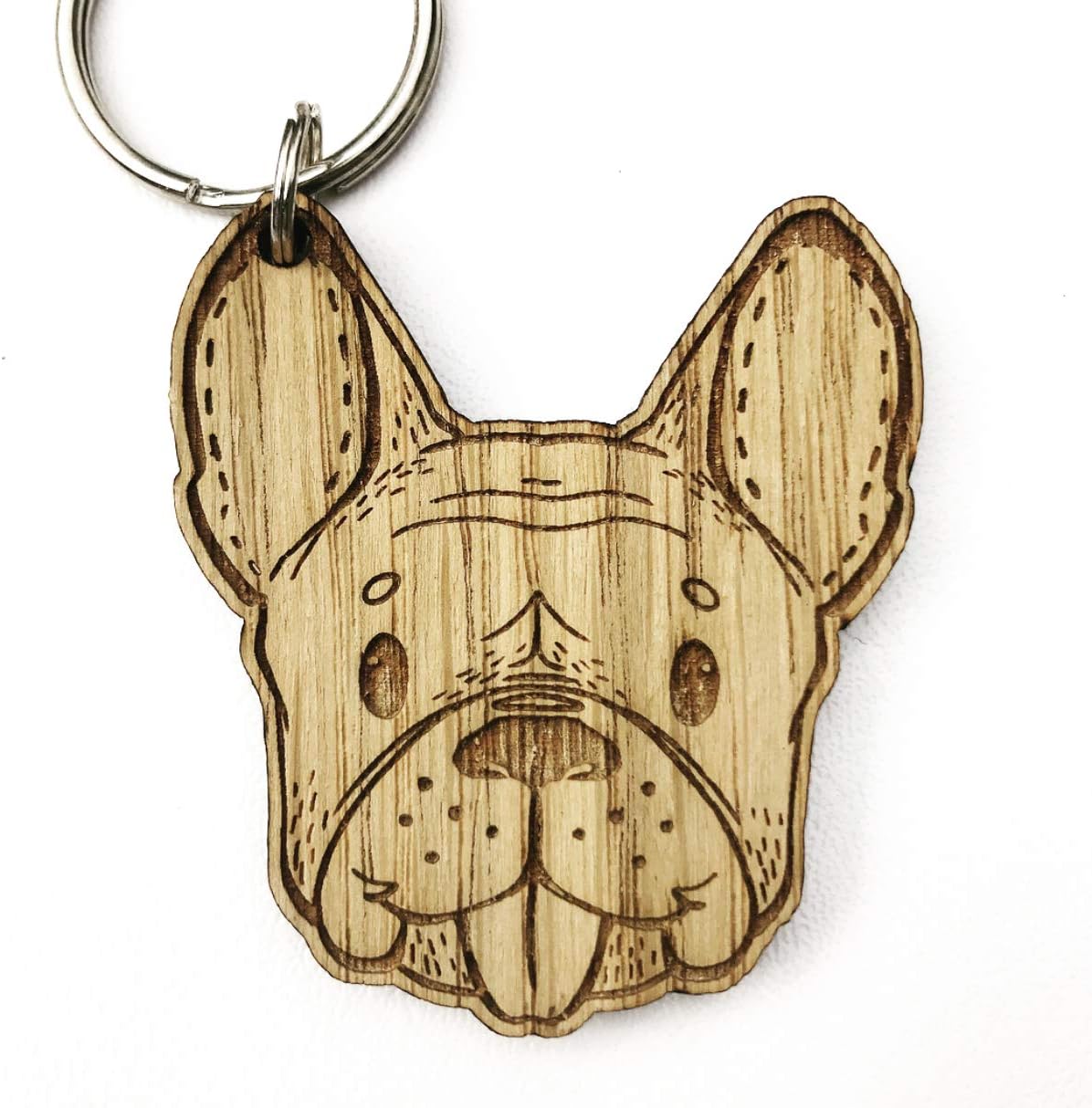 French Bulldog Keyring | Wooden Frenchie keyrings | for Women Kids her/him / Unique Luxury