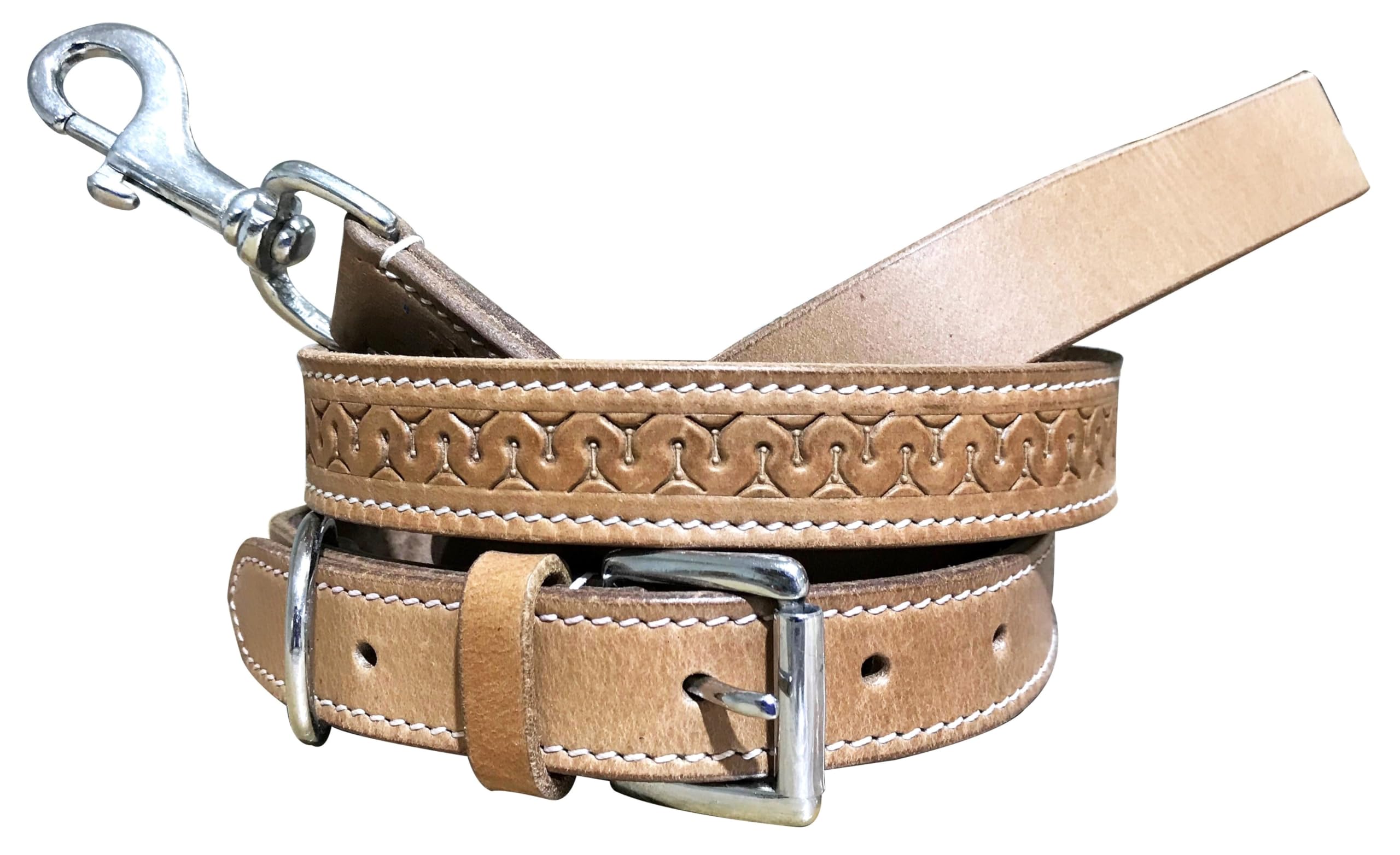 BRADLEY CROMPTON Genuine Leather Matching Pair Dog Collar and Lead Set M