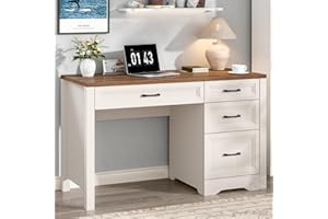 Bonvache Farmhouse Executive Desk with Drawers, Home Office Desk with File Drawer, Wood Computer Desk with Ample Storage, Rus