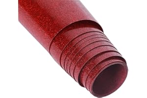 GTUFOTE Glitter Heat Transfer Vinyl for T Shirts, 12" x 8 FTGlitter Red lron on,Outlast 50+ Washes, Red Glitter lron onVinyl Glitter HTV Vinyl for All Plotters, No Residue, Easy to Cut &Weed