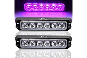FXC 2pack 6-LED Strobe Light Purple Waterproof Emergency Beacon Flash Lights,Purishion Caution Bar 16 Patterns Flashing Car SUV Pickup Truck Van Vehicle POV