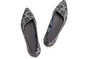 Frank Mully Womens Pointed Toe Flats Knit Dress Shoes Comfort Women Shoes Slip On Shoes for Woman Classic Softable Shoes Low Wedge