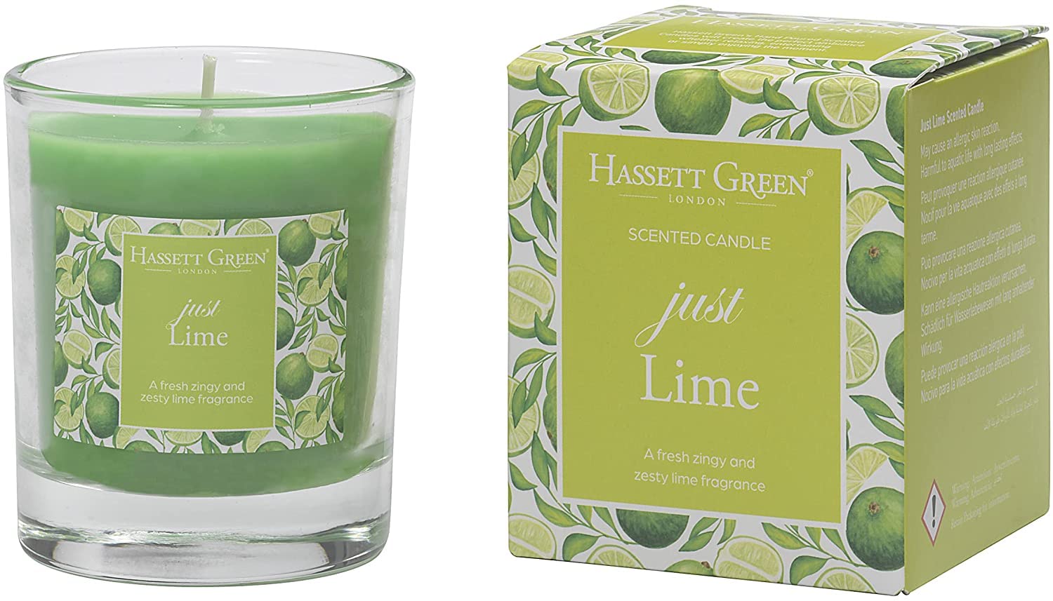 Hassett Green London - Just Lime Scented Candle in a Glass Tumbler, 150g Boxed