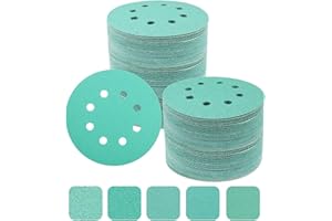 Akjwp 50-Piece Sanding Disc Set, Wet/Dry, 5-Inch, Hook & Loop, 180-Grit Assortment for Random Orbital Sander, Automotive, Wood, Metal Polishing