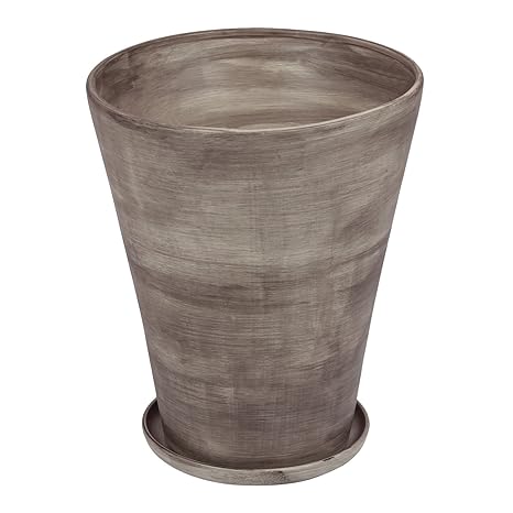 Keramiktopf Übertopf Pflanzkübel handbemalt D 285 mm dunkel grau