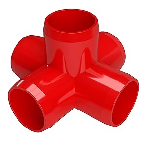 FORMUFIT F0125WC-RD-10 5-Way Cross PVC Fitting, Furniture Grade, 1/2