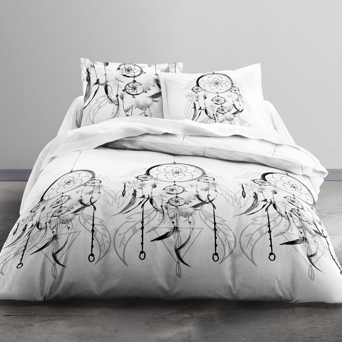 TODAY Double Duvet Cover Set with 2 Pillowcases, Cotton, White, Big