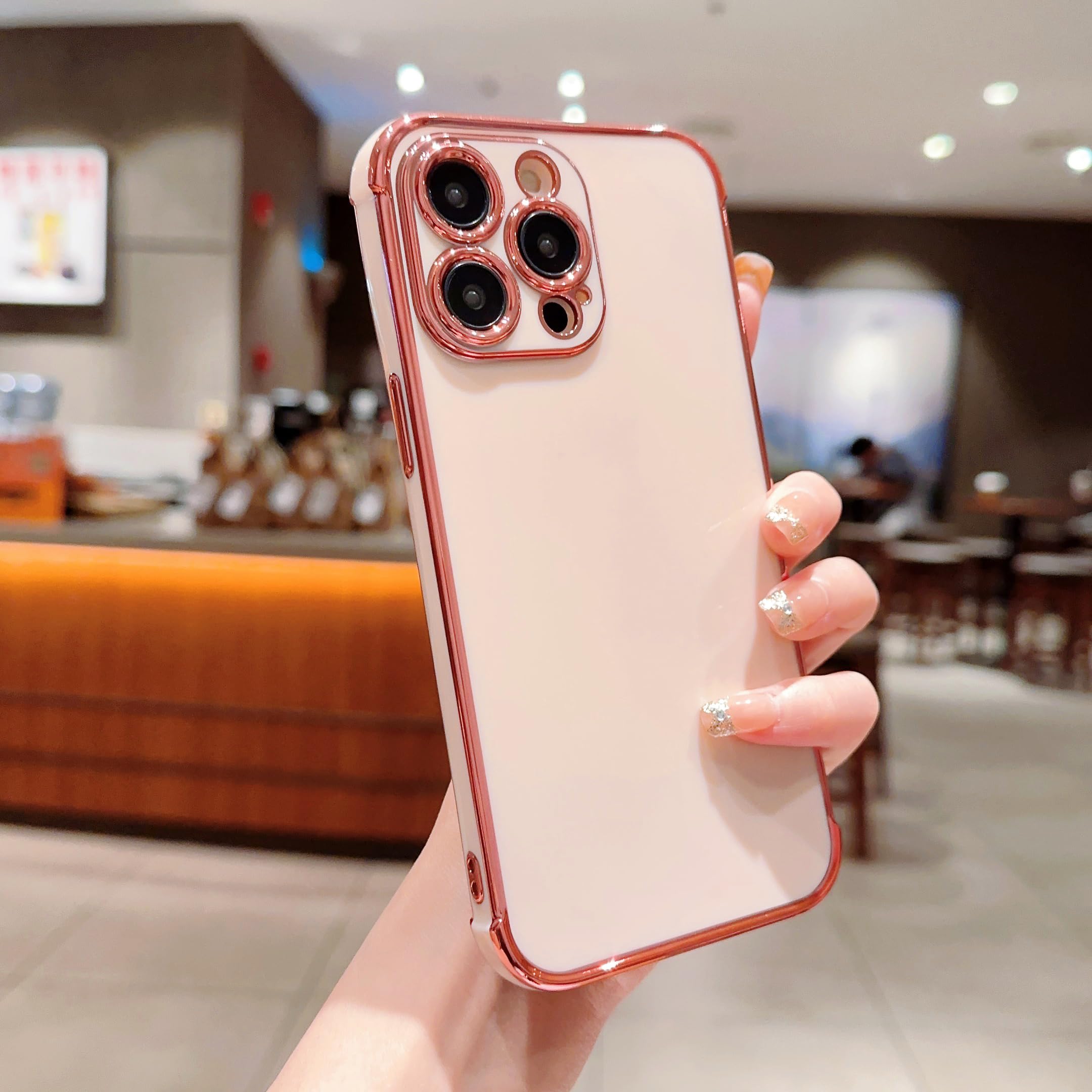 RALEAVO Compatible with iPhone 15 Pro (6.1") Case, Cute Plating Phone Case TPU Shockproof Bumper Cover for iPhone 15 Pro-Pink