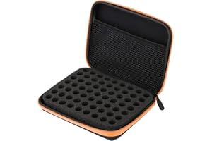 Jerliflyer Essential oils carrying case,1-3ml portable impact and leak proof hard shell essential oil organizer, 16mm Aperture holds 63 bottles of 1-3ml essential oils (Orange)