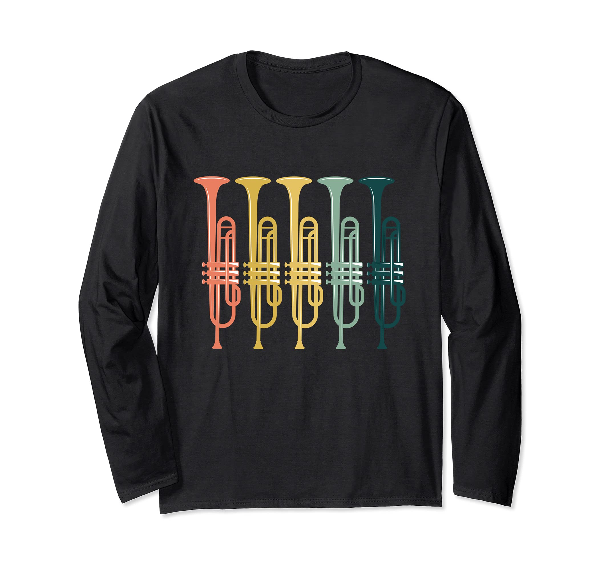 Trumpet Musical Instrument Retro Pop Art Long Sleeve T-Shirt