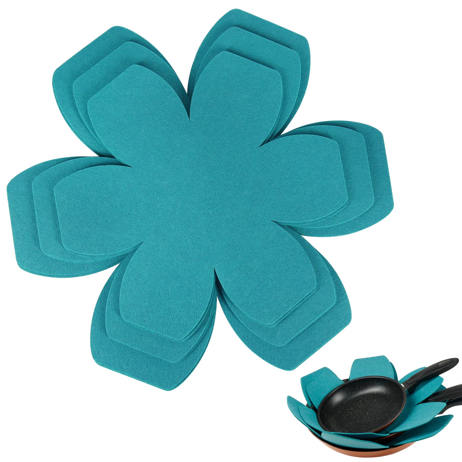 BYKITCHEN Pot Protectors - Thicker & Larger Pads, Set of 6, 3 Sizes, Separators for Non-Stick Pans, Saucepans & Frying Pans