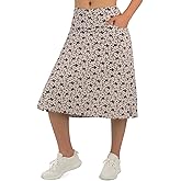 Women's Midi Length Skorts Skirts with 3 Pockets Modest Skirts Women's 24" Knee Length Skort