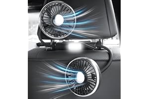 Poraxy Car Fans for Backseat for Kids, Car Fans That Blow Cold Air, Cooling USB Car Fan for Back Seat, Headrest 3 Speed 360 Degree Rotatable Dual Head, Vehicles Rear Seat Air Fan for Sedan SUV RV