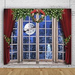 OFILA 10x8ft Christmas Window Backdrop for