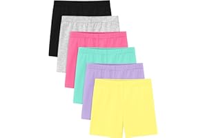 Ruisita 6 Pack Girls' Bike Shorts Breathable Dance Shorts Playground Shorts Safety Shorts Yoga Shorts