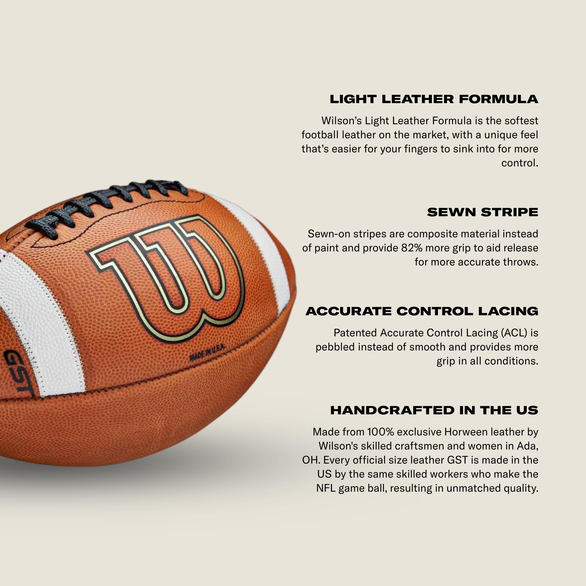 WILSON GST Leather Game Football - Official