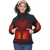 DEWBU Heated Jacket for Women with 12V Battery Pack Winter Outdoor Soft Shell Electric Heating Coat